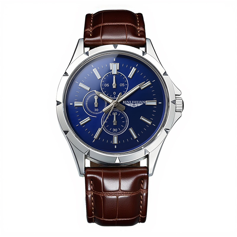 Relógio de Pulso Masculino Cro - Leather Watch Band Men avaliação e preço