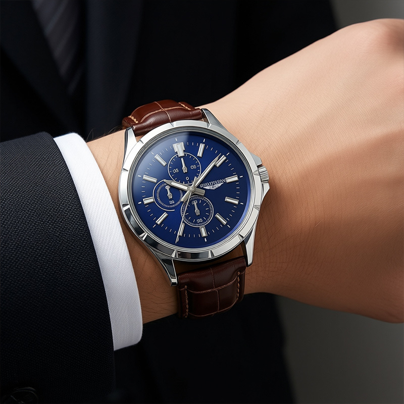 Relógio de Pulso Masculino Cro - Leather Watch Band Men avaliação e preço