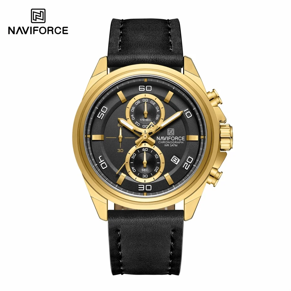 Naviforce mãos relógios de pul - Leather Watch Band Men avaliação e preço